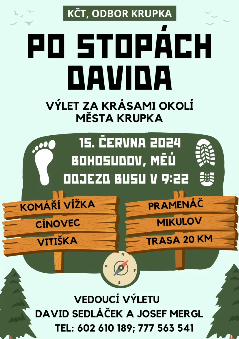 KČT Krupka zve na turistický pochod Po stopách Davida 15. června 2024